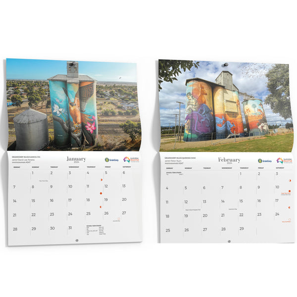 Bulk Buy Silo Art Wall Calendar 2024 Box of 20 Australian Silo