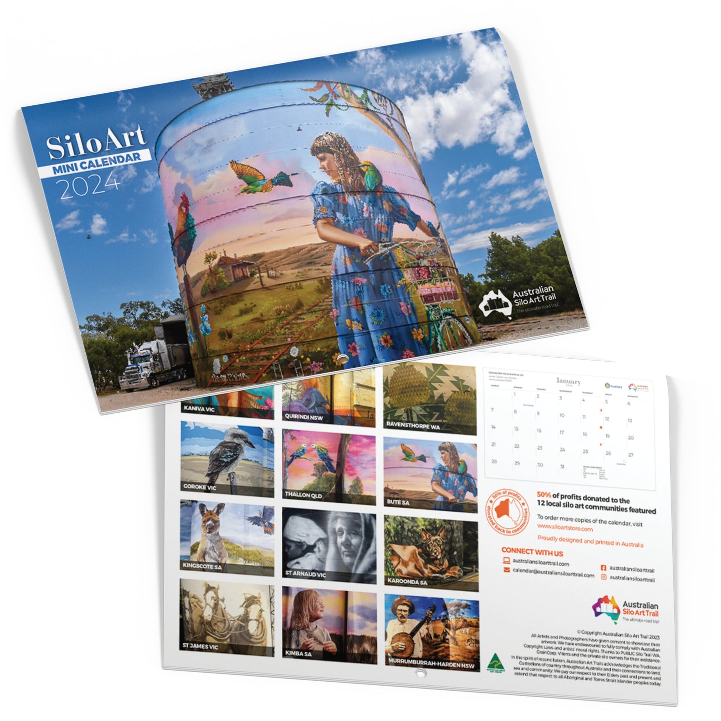 FREE 2024 Standard and Mini Calendar with The Australian Silo Art Guide