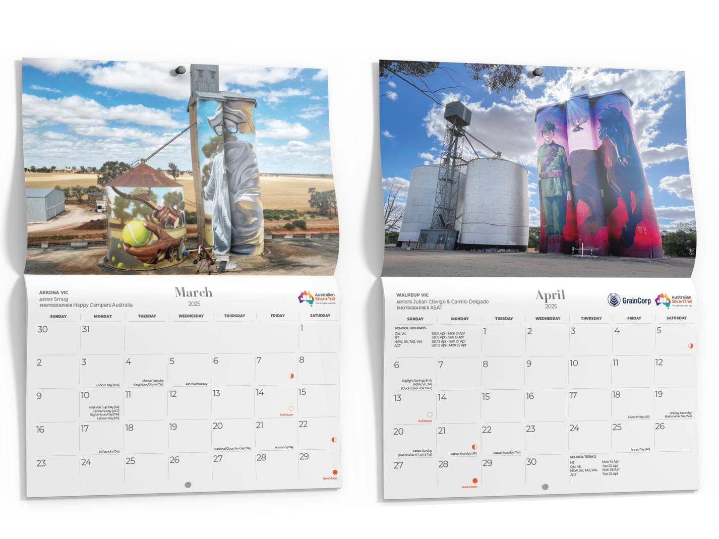 Previous Years 2025 Souvenir Silo Art Wall Calendar Australian Silo
